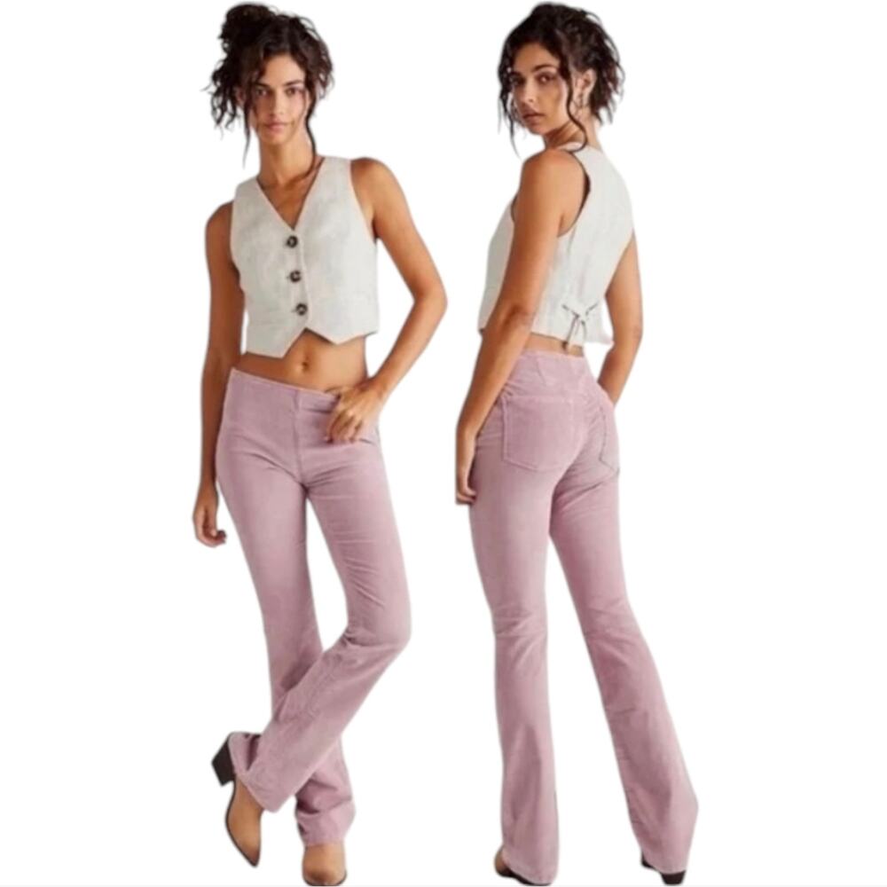 We The Free Women's Jenny Hi Rise Cord Slim flare pants Dusty Lilac Size 31 New!